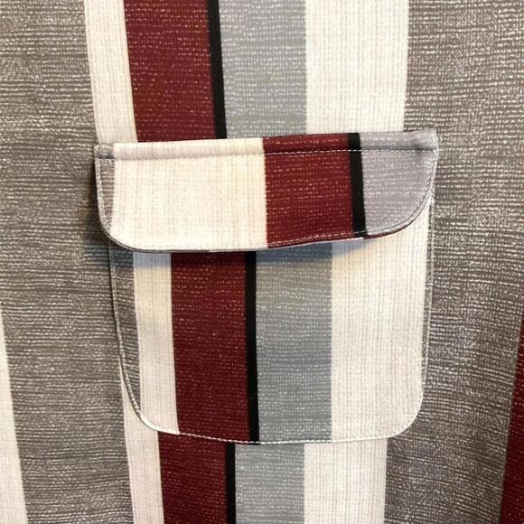 Zara Short Sleeve Top Size Small Orange Tan Ivory Stripe Pocket Ivory Hem - Picture 4 of 7